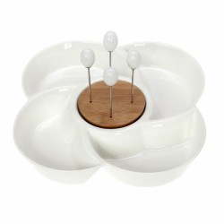 Cryspo Trio Σετ 4 Μπολ Πορσελάνινα Σε Ξύλινη Βάση Lotos Bamboo Π29xΜ29xΥ5cm 65.000.132