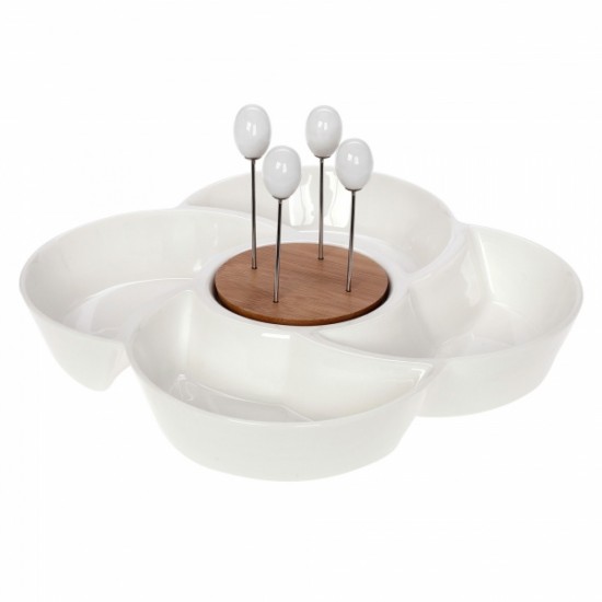 Cryspo Trio Σετ 4 Μπολ Πορσελάνινα Σε Ξύλινη Βάση Lotos Bamboo Π29xΜ29xΥ5cm 65.000.132 Cryspo Trio Σετ 4 Μπολ Πορσελάνινα Σε Ξύλινη Βάση Lotos Bamboo Π29xΜ29xΥ5cm 65.000.132