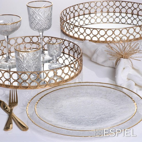 Espiel Δίσκος Μεταλλικός Χρυσός Με Καθρέφτη Set/2 40-34,5cm NID203