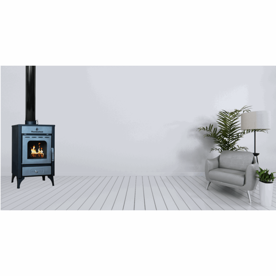 Thermosteel Θερμάστρα Ξύλου Ατσάλινη 12kw Γκρί-Κόκκινη X20