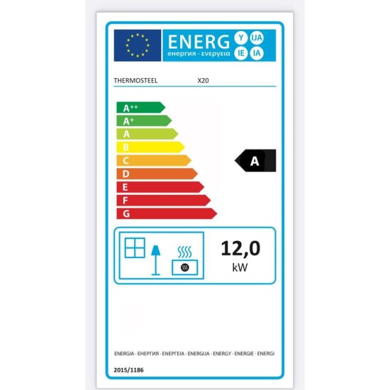 Thermosteel Θερμάστρα Ξύλου Ατσάλινη 12kw Γκρί-Κόκκινη X20