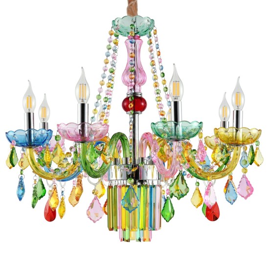 Artekko Chandelier Πολυέλαιος 7φωτος Ε14 με Πολύχρωμα Κρύσταλλα (66x66)cm Artekko Chandelier Πολυέλαιος 7φωτος Ε14 με Πολύχρωμα Κρύσταλλα (66x66)cm