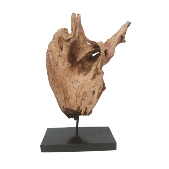 Artekko Woody Διακοσμητικό από Ξύλο Teak σε Μεταλλική Βάση (25x15x46)cm Artekko Woody Διακοσμητικό από Ξύλο Teak σε Μεταλλική Βάση (25x15x46)cm