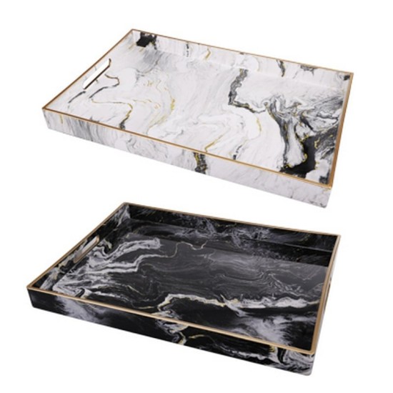 Artekko Tray Δίσκος Σερβιρίσματος Πλαστικό Ασπρόμαυρο (48x35x4.3)cm Σετ/2 Artekko Tray Δίσκος Σερβιρίσματος Πλαστικό Ασπρόμαυρο (48x35x4.3)cm Σετ/2