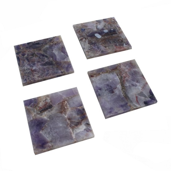 Artekko Quartz Σουβέρ από Μοβ Χαλαζία (10x10x1.1)cm 4pcs