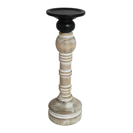 Artekko Candle Holder Ξύλινο Κηροπήγιο σε Λευκή Πατίνα (10x10x41.5)cm Artekko Candle Holder Ξύλινο Κηροπήγιο σε Λευκή Πατίνα (10x10x41.5)cm