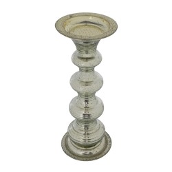 Artekko Pillar Ασημί Αντικέ Γυάλινο Κηροπήγιο (15.6x15.6x37.5)cm Artekko Pillar Ασημί Αντικέ Γυάλινο Κηροπήγιο (15.6x15.6x37.5)cm