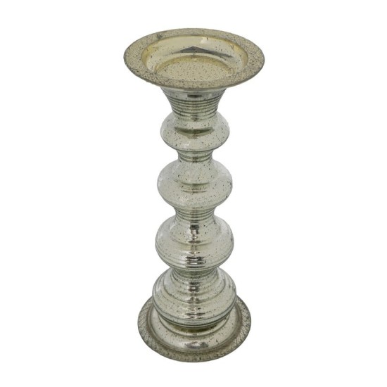 Artekko Pillar Ασημί Αντικέ Γυάλινο Κηροπήγιο (15.6x15.6x37.5)cm Artekko Pillar Ασημί Αντικέ Γυάλινο Κηροπήγιο (15.6x15.6x37.5)cm
