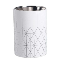 Artekko Geometric Λευκό Κεραμικό Διακοσμητικό Δοχείο Κασπώ με Ασημί Λεπτομέρειες (16x16x22)cm Artekko Geometric Λευκό Κεραμικό Διακοσμητικό Δοχείο Κασπώ με Ασημί Λεπτομέρειες (16x16x22)cm