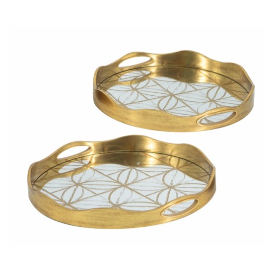 Artekko Tray Διακοσμητικός Δίσκος με Καθρέπτη Πλαστικό Γυαλί Χρυσό (45x45x4.4)cm Σετ/2 Artekko Tray Διακοσμητικός Δίσκος με Καθρέπτη Πλαστικό Γυαλί Χρυσό (45x45x4.4)cm Σετ/2