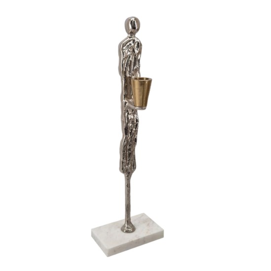 Artekko Figurine Ασημί Μεταλλικό Κηροπηγιο με Φιγούρα σε Μαρμάρινη Βάση (12.1x7.6x39.4)cm Artekko Figurine Ασημί Μεταλλικό Κηροπηγιο με Φιγούρα σε Μαρμάρινη Βάση (12.1x7.6x39.4)cm