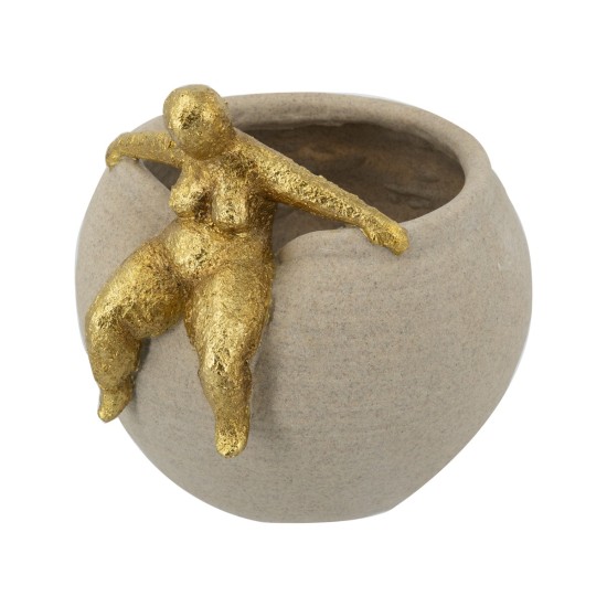 Artekko Figurine Μπεζ Μπολ Ρητίνης με Γυναικεία Φιγούρα (23.5x22.3x22.3)cm Artekko Figurine Μπεζ Μπολ Ρητίνης με Γυναικεία Φιγούρα (23.5x22.3x22.3)cm