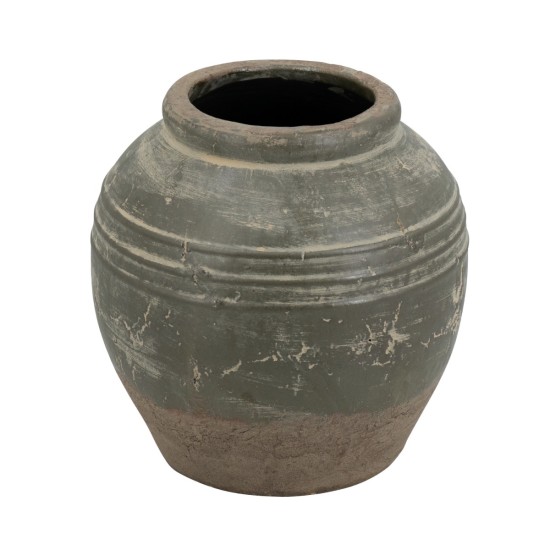 Artekko Antique Βάζο από Τερακότα σε Πράσινη με Μπεζ Αποχρώση (26x26x25)cm Artekko Antique Βάζο από Τερακότα σε Πράσινη με Μπεζ Αποχρώση (26x26x25)cm