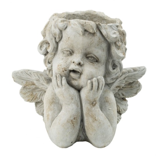 Artekko Cement Γκρι Τσιμεντένιο Κασπώ με Αγγελάκι (27x18.5x15)cm