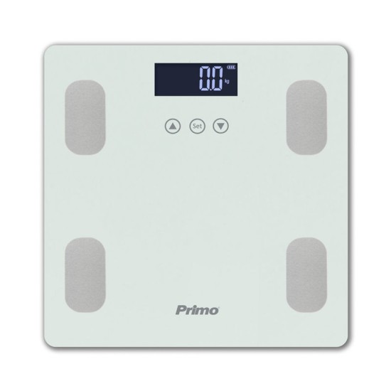 Ζυγαριά Σώματος Λιπομετρητής PRBS-40464 Primo 180Kg Υάλινη Λευκή/Inox