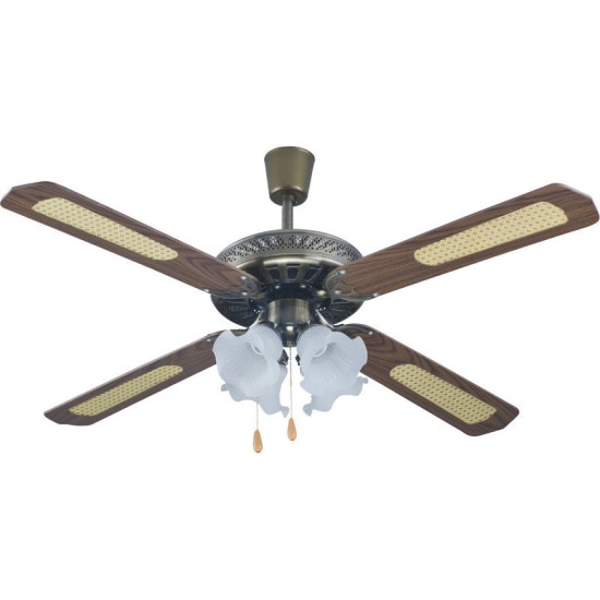 Ανεμιστήρας Οροφής PRCF-80279 Primo 52'' 132εκ. 4Φώτα 4Φτερά Καφέ