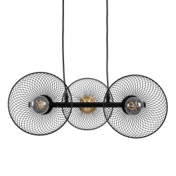 GLOBOSTAR® VERONA 00586 Μοντέρνο Κρεμαστό Φωτιστικό Οροφής με Ντουί 3 x E27 AC 220-240V IP20 - Μαύρο & Χρυσό - Μ50 x Π28 x Υ20cm