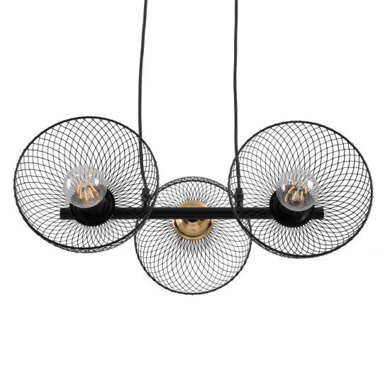 GLOBOSTAR® VERONA 00586 Μοντέρνο Κρεμαστό Φωτιστικό Οροφής με Ντουί 3 x E27 AC 220-240V IP20 - Μαύρο & Χρυσό - Μ50 x Π28 x Υ20cm GLOBOSTAR® VERONA 00586 Μοντέρνο Κρεμαστό Φωτιστικό Οροφής με Ντουί 3 x E27 AC 220-240V IP20 - Μαύρο & Χρυσό - Μ50 x Π28 x Υ20cm
