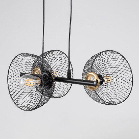 GLOBOSTAR® VERONA 00586 Μοντέρνο Κρεμαστό Φωτιστικό Οροφής με Ντουί 3 x E27 AC 220-240V IP20 - Μαύρο & Χρυσό - Μ50 x Π28 x Υ20cm GLOBOSTAR® VERONA 00586 Μοντέρνο Κρεμαστό Φωτιστικό Οροφής με Ντουί 3 x E27 AC 220-240V IP20 - Μαύρο & Χρυσό - Μ50 x Π28 x Υ20cm