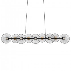 GLOBOSTAR® VERONA 00588 Μοντέρνο Κρεμαστό Φωτιστικό Οροφής με Ντουί 9 x E27 AC 220-240V IP20 - Μαύρο & Χρυσό - Μ140 x Π28 x Υ20cm