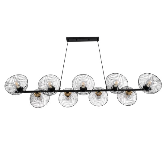 GLOBOSTAR® VERONA 00588 Μοντέρνο Κρεμαστό Φωτιστικό Οροφής με Ντουί 9 x E27 AC 220-240V IP20 - Μαύρο & Χρυσό - Μ140 x Π28 x Υ20cm GLOBOSTAR® VERONA 00588 Μοντέρνο Κρεμαστό Φωτιστικό Οροφής με Ντουί 9 x E27 AC 220-240V IP20 - Μαύρο & Χρυσό - Μ140 x Π28 x Υ20cm