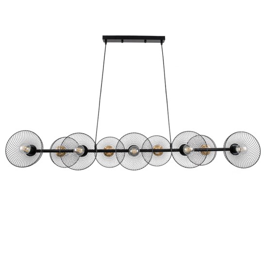 GLOBOSTAR® VERONA 00588 Μοντέρνο Κρεμαστό Φωτιστικό Οροφής με Ντουί 9 x E27 AC 220-240V IP20 - Μαύρο & Χρυσό - Μ140 x Π28 x Υ20cm GLOBOSTAR® VERONA 00588 Μοντέρνο Κρεμαστό Φωτιστικό Οροφής με Ντουί 9 x E27 AC 220-240V IP20 - Μαύρο & Χρυσό - Μ140 x Π28 x Υ20cm