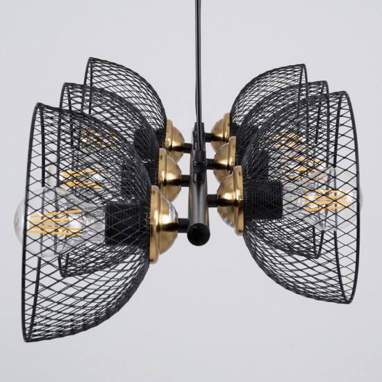 GLOBOSTAR® VERONA 00588 Μοντέρνο Κρεμαστό Φωτιστικό Οροφής με Ντουί 9 x E27 AC 220-240V IP20 - Μαύρο & Χρυσό - Μ140 x Π28 x Υ20cm GLOBOSTAR® VERONA 00588 Μοντέρνο Κρεμαστό Φωτιστικό Οροφής με Ντουί 9 x E27 AC 220-240V IP20 - Μαύρο & Χρυσό - Μ140 x Π28 x Υ20cm