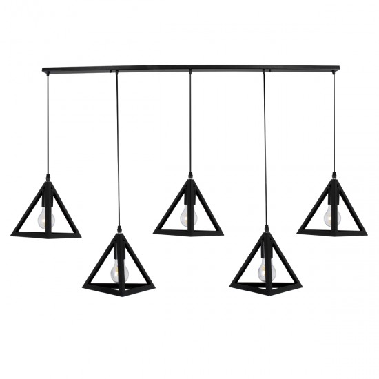 GLOBOSTAR® TRIANGLE 00608 Μοντέρνο Κρεμαστό Φωτιστικό Οροφής με Ντουί 5 x E27 AC 220-240V IP20 - Μαύρο - Μ170 x Π22 x Y130cm GLOBOSTAR® TRIANGLE 00608 Μοντέρνο Κρεμαστό Φωτιστικό Οροφής με Ντουί 5 x E27 AC 220-240V IP20 - Μαύρο - Μ170 x Π22 x Y130cm