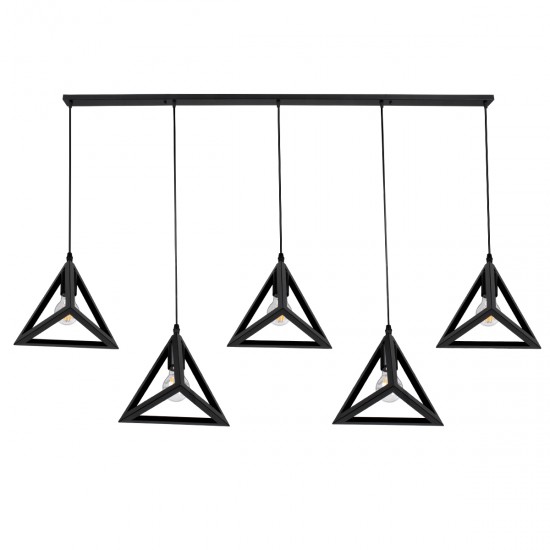 GLOBOSTAR® TRIANGLE 00608 Μοντέρνο Κρεμαστό Φωτιστικό Οροφής με Ντουί 5 x E27 AC 220-240V IP20 - Μαύρο - Μ170 x Π22 x Y130cm GLOBOSTAR® TRIANGLE 00608 Μοντέρνο Κρεμαστό Φωτιστικό Οροφής με Ντουί 5 x E27 AC 220-240V IP20 - Μαύρο - Μ170 x Π22 x Y130cm