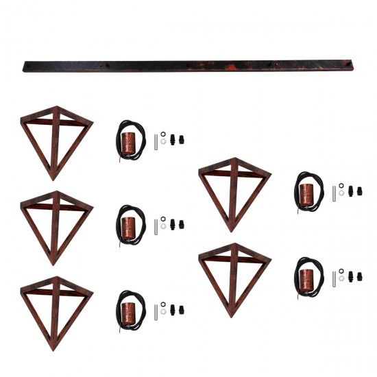 GLOBOSTAR® TRIANGLE 00609 Μοντέρνο Κρεμαστό Φωτιστικό Οροφής με Ντουί 5 x E27 AC 220-240V IP20 - Χάλκινο - Μ170 x Π22 x Y130cm GLOBOSTAR® TRIANGLE 00609 Μοντέρνο Κρεμαστό Φωτιστικό Οροφής με Ντουί 5 x E27 AC 220-240V IP20 - Χάλκινο - Μ170 x Π22 x Y130cm