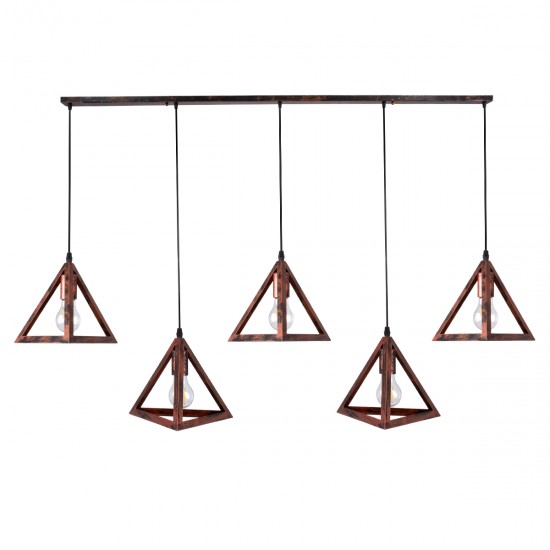 GLOBOSTAR® TRIANGLE 00609 Μοντέρνο Κρεμαστό Φωτιστικό Οροφής με Ντουί 5 x E27 AC 220-240V IP20 - Χάλκινο - Μ170 x Π22 x Y130cm GLOBOSTAR® TRIANGLE 00609 Μοντέρνο Κρεμαστό Φωτιστικό Οροφής με Ντουί 5 x E27 AC 220-240V IP20 - Χάλκινο - Μ170 x Π22 x Y130cm