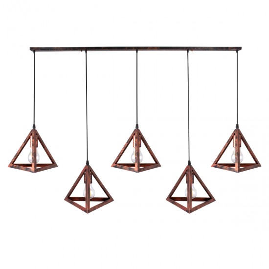 GLOBOSTAR® TRIANGLE 00609 Μοντέρνο Κρεμαστό Φωτιστικό Οροφής με Ντουί 5 x E27 AC 220-240V IP20 - Χάλκινο - Μ170 x Π22 x Y130cm GLOBOSTAR® TRIANGLE 00609 Μοντέρνο Κρεμαστό Φωτιστικό Οροφής με Ντουί 5 x E27 AC 220-240V IP20 - Χάλκινο - Μ170 x Π22 x Y130cm