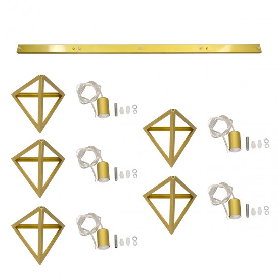 GLOBOSTAR® TRIANGLE 00610 Μοντέρνο Κρεμαστό Φωτιστικό Οροφής με Ντουί 5 x E27 AC 220-240V IP20 - Χρυσό - Μ170 x Π22 x Y130cm GLOBOSTAR® TRIANGLE 00610 Μοντέρνο Κρεμαστό Φωτιστικό Οροφής με Ντουί 5 x E27 AC 220-240V IP20 - Χρυσό - Μ170 x Π22 x Y130cm