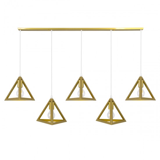 GLOBOSTAR® TRIANGLE 00610 Μοντέρνο Κρεμαστό Φωτιστικό Οροφής με Ντουί 5 x E27 AC 220-240V IP20 - Χρυσό - Μ170 x Π22 x Y130cm GLOBOSTAR® TRIANGLE 00610 Μοντέρνο Κρεμαστό Φωτιστικό Οροφής με Ντουί 5 x E27 AC 220-240V IP20 - Χρυσό - Μ170 x Π22 x Y130cm