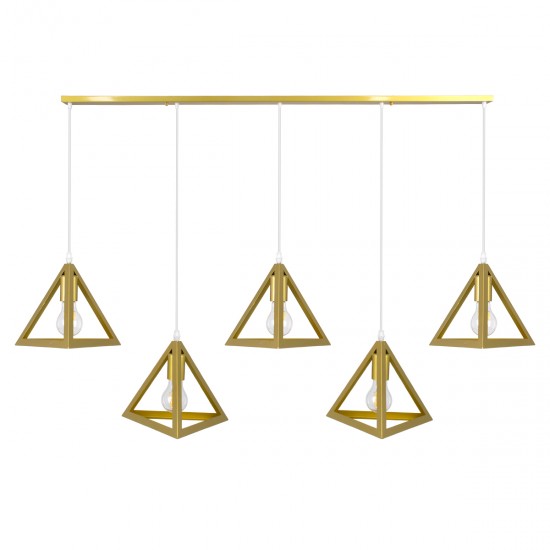 GLOBOSTAR® TRIANGLE 00610 Μοντέρνο Κρεμαστό Φωτιστικό Οροφής με Ντουί 5 x E27 AC 220-240V IP20 - Χρυσό - Μ170 x Π22 x Y130cm GLOBOSTAR® TRIANGLE 00610 Μοντέρνο Κρεμαστό Φωτιστικό Οροφής με Ντουί 5 x E27 AC 220-240V IP20 - Χρυσό - Μ170 x Π22 x Y130cm