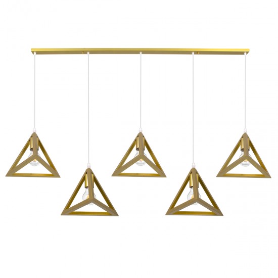 GLOBOSTAR® TRIANGLE 00610 Μοντέρνο Κρεμαστό Φωτιστικό Οροφής με Ντουί 5 x E27 AC 220-240V IP20 - Χρυσό - Μ170 x Π22 x Y130cm GLOBOSTAR® TRIANGLE 00610 Μοντέρνο Κρεμαστό Φωτιστικό Οροφής με Ντουί 5 x E27 AC 220-240V IP20 - Χρυσό - Μ170 x Π22 x Y130cm