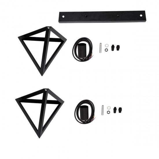 GLOBOSTAR® TRIANGLE 00611 Μοντέρνο Κρεμαστό Φωτιστικό Οροφής με Ντουί 2 x E27 AC 220-240V IP20 - Μαύρο - Μ60 x Π22 x Y130cm GLOBOSTAR® TRIANGLE 00611 Μοντέρνο Κρεμαστό Φωτιστικό Οροφής με Ντουί 2 x E27 AC 220-240V IP20 - Μαύρο - Μ60 x Π22 x Y130cm