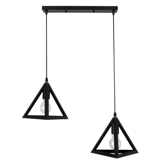 GLOBOSTAR® TRIANGLE 00611 Μοντέρνο Κρεμαστό Φωτιστικό Οροφής με Ντουί 2 x E27 AC 220-240V IP20 - Μαύρο - Μ60 x Π22 x Y130cm GLOBOSTAR® TRIANGLE 00611 Μοντέρνο Κρεμαστό Φωτιστικό Οροφής με Ντουί 2 x E27 AC 220-240V IP20 - Μαύρο - Μ60 x Π22 x Y130cm