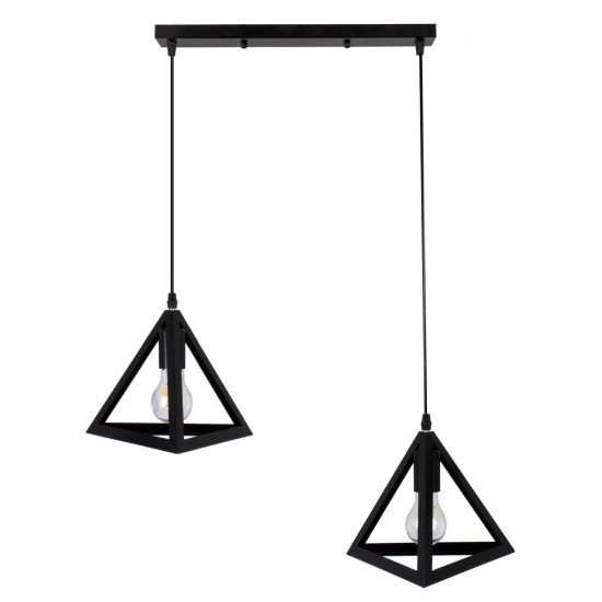 GLOBOSTAR® TRIANGLE 00611 Μοντέρνο Κρεμαστό Φωτιστικό Οροφής με Ντουί 2 x E27 AC 220-240V IP20 - Μαύρο - Μ60 x Π22 x Y130cm GLOBOSTAR® TRIANGLE 00611 Μοντέρνο Κρεμαστό Φωτιστικό Οροφής με Ντουί 2 x E27 AC 220-240V IP20 - Μαύρο - Μ60 x Π22 x Y130cm