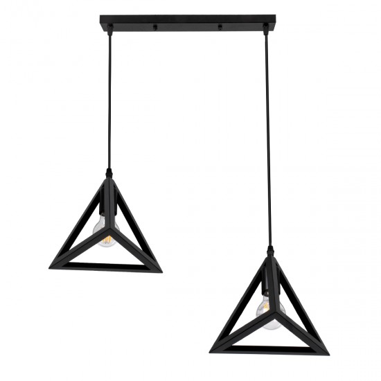 GLOBOSTAR® TRIANGLE 00611 Μοντέρνο Κρεμαστό Φωτιστικό Οροφής με Ντουί 2 x E27 AC 220-240V IP20 - Μαύρο - Μ60 x Π22 x Y130cm GLOBOSTAR® TRIANGLE 00611 Μοντέρνο Κρεμαστό Φωτιστικό Οροφής με Ντουί 2 x E27 AC 220-240V IP20 - Μαύρο - Μ60 x Π22 x Y130cm