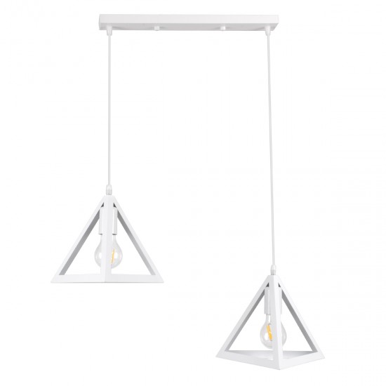 GLOBOSTAR® TRIANGLE 00612 Μοντέρνο Κρεμαστό Φωτιστικό Οροφής με Ντουί 2 x E27 AC 220-240V IP20 - Λευκό - Μ60 x Π22 x Y130cm GLOBOSTAR® TRIANGLE 00612 Μοντέρνο Κρεμαστό Φωτιστικό Οροφής με Ντουί 2 x E27 AC 220-240V IP20 - Λευκό - Μ60 x Π22 x Y130cm