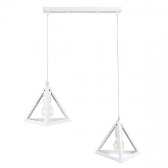 GLOBOSTAR® TRIANGLE 00612 Μοντέρνο Κρεμαστό Φωτιστικό Οροφής με Ντουί 2 x E27 AC 220-240V IP20 - Λευκό - Μ60 x Π22 x Y130cm GLOBOSTAR® TRIANGLE 00612 Μοντέρνο Κρεμαστό Φωτιστικό Οροφής με Ντουί 2 x E27 AC 220-240V IP20 - Λευκό - Μ60 x Π22 x Y130cm