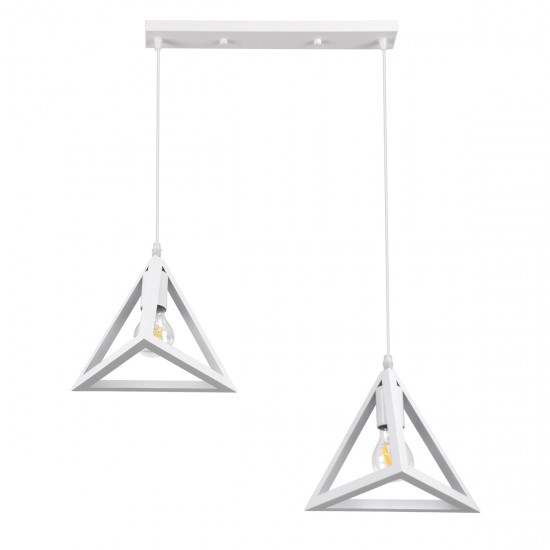 GLOBOSTAR® TRIANGLE 00612 Μοντέρνο Κρεμαστό Φωτιστικό Οροφής με Ντουί 2 x E27 AC 220-240V IP20 - Λευκό - Μ60 x Π22 x Y130cm GLOBOSTAR® TRIANGLE 00612 Μοντέρνο Κρεμαστό Φωτιστικό Οροφής με Ντουί 2 x E27 AC 220-240V IP20 - Λευκό - Μ60 x Π22 x Y130cm