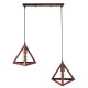 GLOBOSTAR® TRIANGLE 00613 Μοντέρνο Κρεμαστό Φωτιστικό Οροφής με Ντουί 2 x E27 AC 220-240V IP20 - Χάλκινο - Μ60 x Π22 x Y130cm