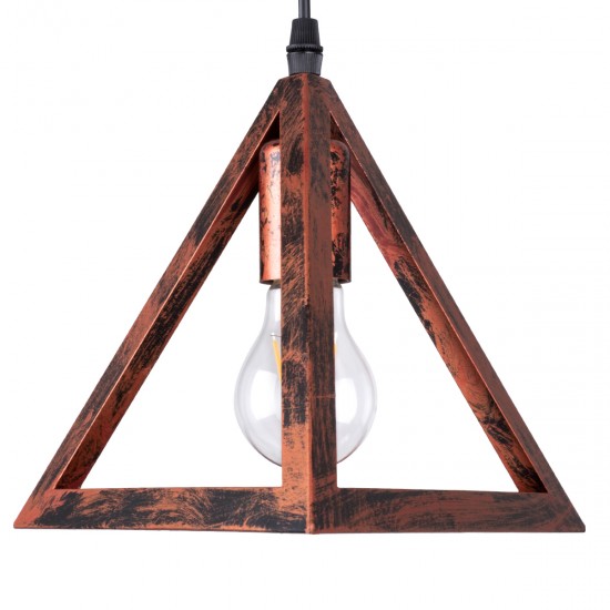 GLOBOSTAR® TRIANGLE 00613 Μοντέρνο Κρεμαστό Φωτιστικό Οροφής με Ντουί 2 x E27 AC 220-240V IP20 - Χάλκινο - Μ60 x Π22 x Y130cm
