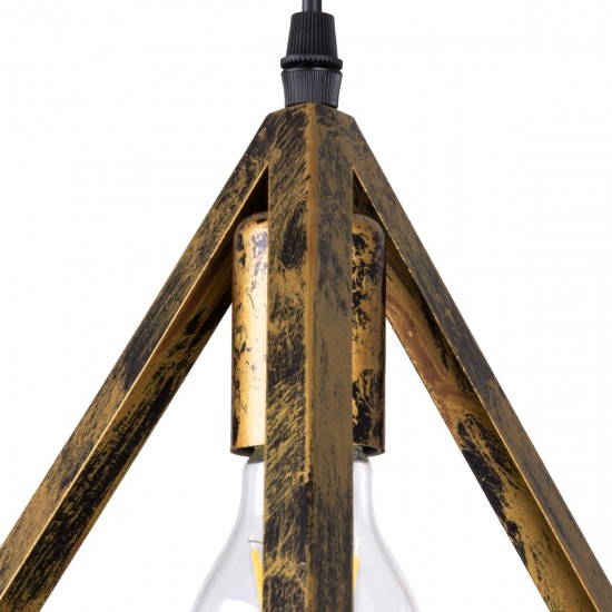 GLOBOSTAR® TRIANGLE 00614 Μοντέρνο Κρεμαστό Φωτιστικό Οροφής με Ντουί 2 x E27 AC 220-240V IP20 - Μπρούτζινο - Μ60 x Π22 x Y130cm