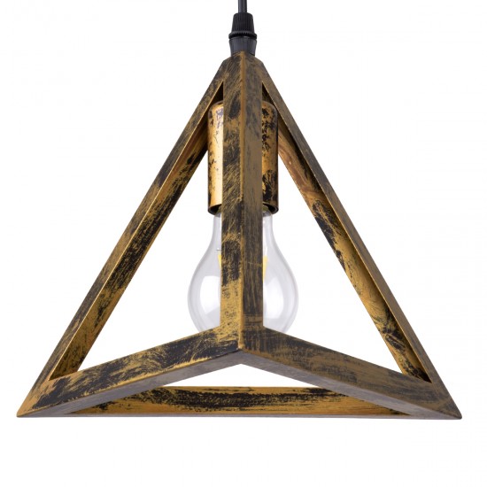 GLOBOSTAR® TRIANGLE 00614 Μοντέρνο Κρεμαστό Φωτιστικό Οροφής με Ντουί 2 x E27 AC 220-240V IP20 - Μπρούτζινο - Μ60 x Π22 x Y130cm