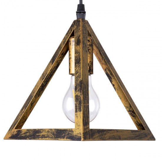 GLOBOSTAR® TRIANGLE 00614 Μοντέρνο Κρεμαστό Φωτιστικό Οροφής με Ντουί 2 x E27 AC 220-240V IP20 - Μπρούτζινο - Μ60 x Π22 x Y130cm