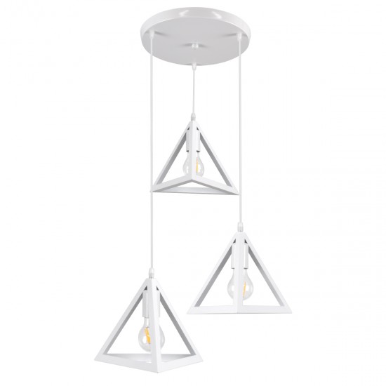 GLOBOSTAR® TRIANGLE 00617 Μοντέρνο Κρεμαστό Φωτιστικό Οροφής με Ντουί 3 x E27 AC 220-240V IP20 - Λευκό - Μ49 x Π49 x Y130cm GLOBOSTAR® TRIANGLE 00617 Μοντέρνο Κρεμαστό Φωτιστικό Οροφής με Ντουί 3 x E27 AC 220-240V IP20 - Λευκό - Μ49 x Π49 x Y130cm