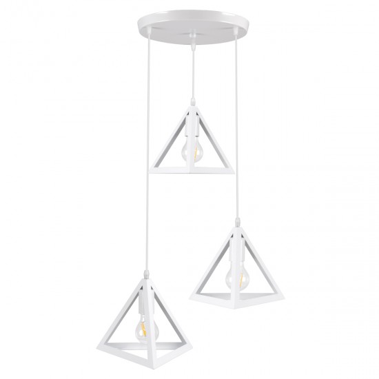 GLOBOSTAR® TRIANGLE 00617 Μοντέρνο Κρεμαστό Φωτιστικό Οροφής με Ντουί 3 x E27 AC 220-240V IP20 - Λευκό - Μ49 x Π49 x Y130cm GLOBOSTAR® TRIANGLE 00617 Μοντέρνο Κρεμαστό Φωτιστικό Οροφής με Ντουί 3 x E27 AC 220-240V IP20 - Λευκό - Μ49 x Π49 x Y130cm